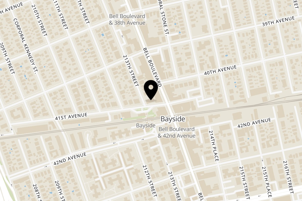 Map showing the location of Tipsy Tequila and Taco Bar on 213-11 41st Ave in Bayside